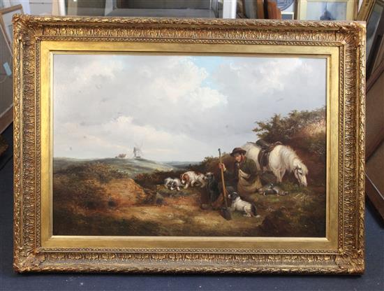 Thomas Smythe (1825-1906) Farmer and his dogs and horse 24 x 36in.